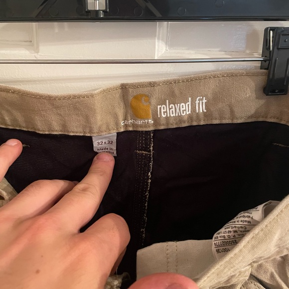 Carhartt Relaxed Fit Work Pant Men's Size 32x32 Khaki Tan Pocket Flat Front - Picture 3 of 5